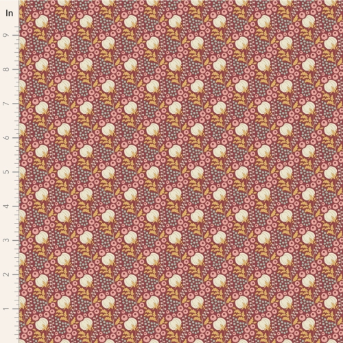 Tilda Patchwork Stoff Baumwolle - Sanctuary - Cottonfield Maroon